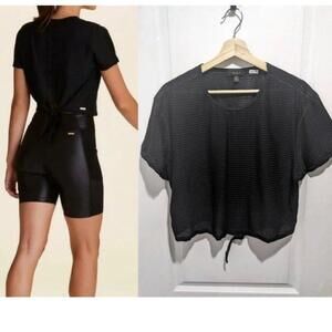 ALALA | Mirage Tie Back Crop Tee in Black